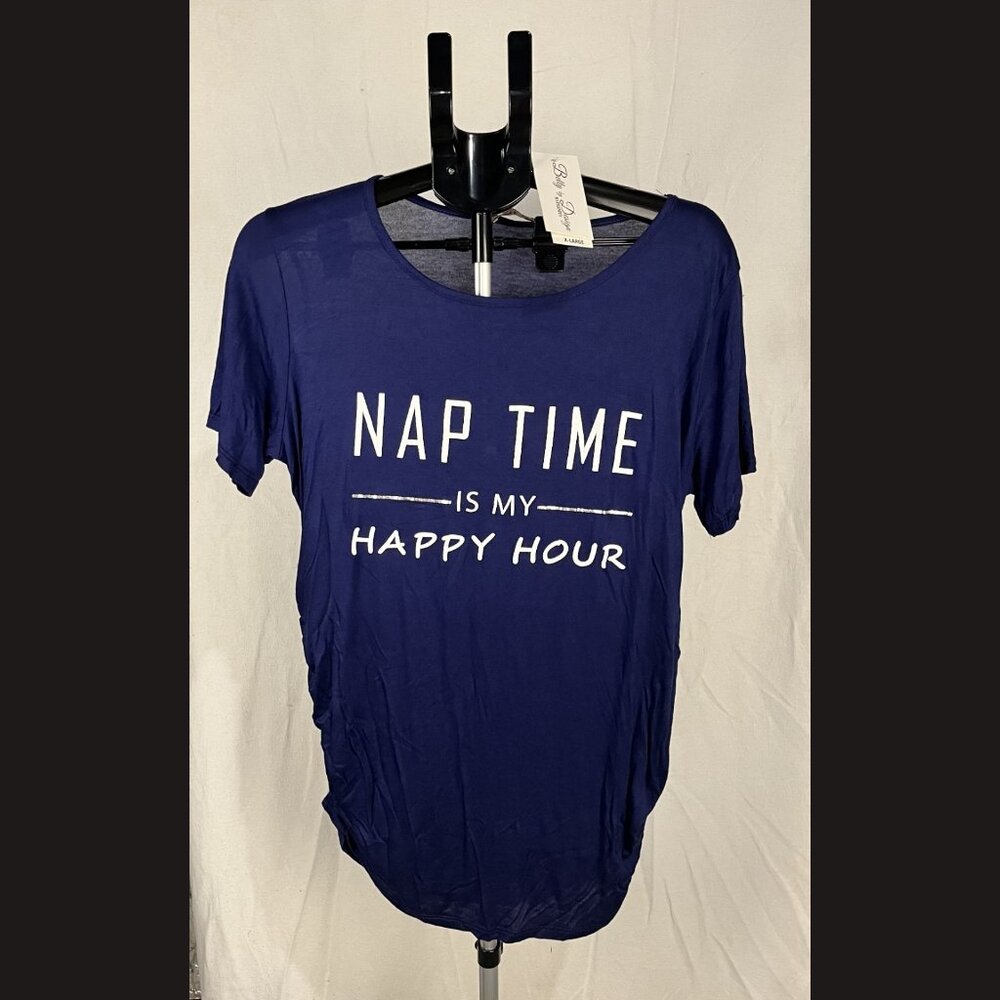 Belly By Design Women’s Maternity Top Size XL "Nap Time Is My Happy Hour"